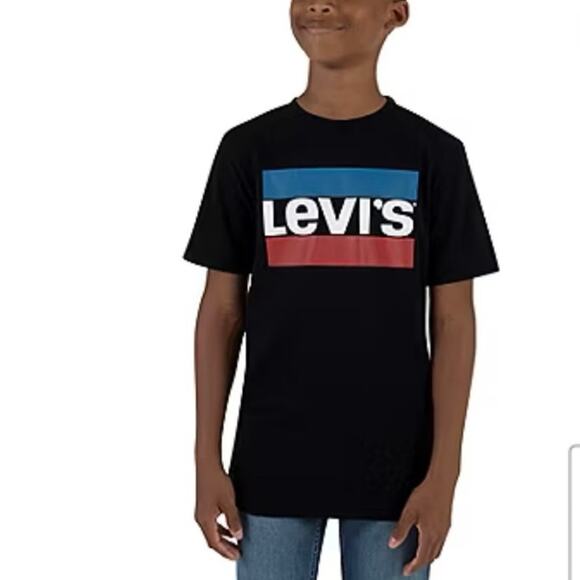 Levi’s Boys Black Red Blue Logo Graphic T-Shirt Classic Casual Style NWT~NEW - Picture 1 of 8